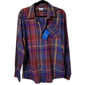 Columbia Slough Creek EXS Red Blue Flannel Long Sleeve Shirt Mens Size Small NWT